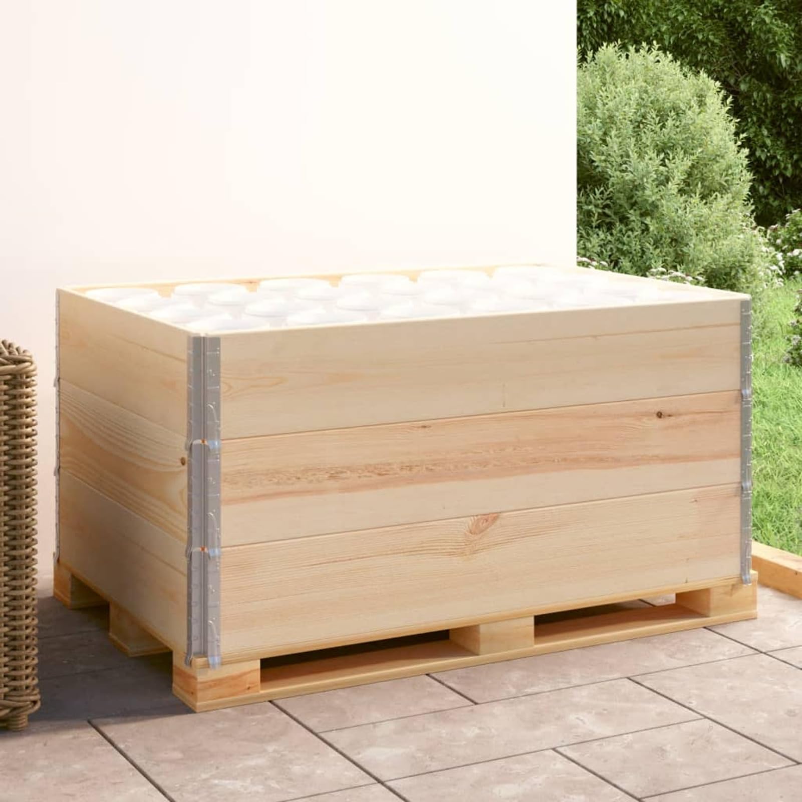Homgoday Paletten-Aufsatzrahmen 3 STK. Palettenrahmen Holzrahmen Hochbeet Gartenbeet Stapelbar Faltbar, für Pflanzen, Blumen, Gemüse 80x120 cm Kiefer Massivholz