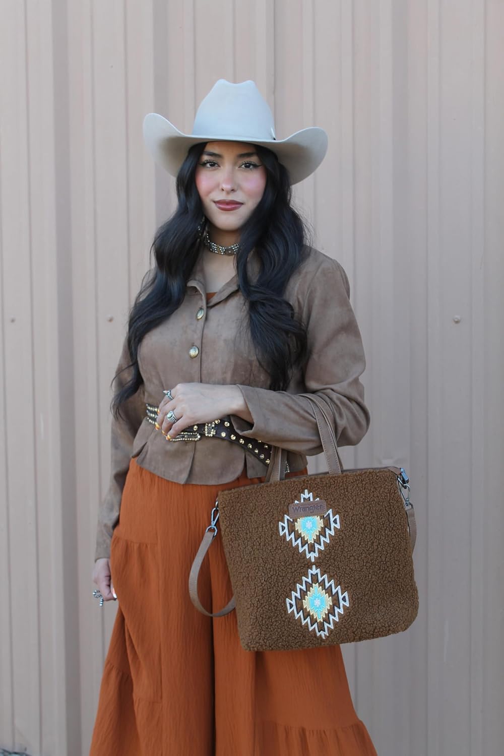 Wrangler Sherpa Crossbody Bags for Women Aztec Top-Handle Handbags and Purse - Image 2