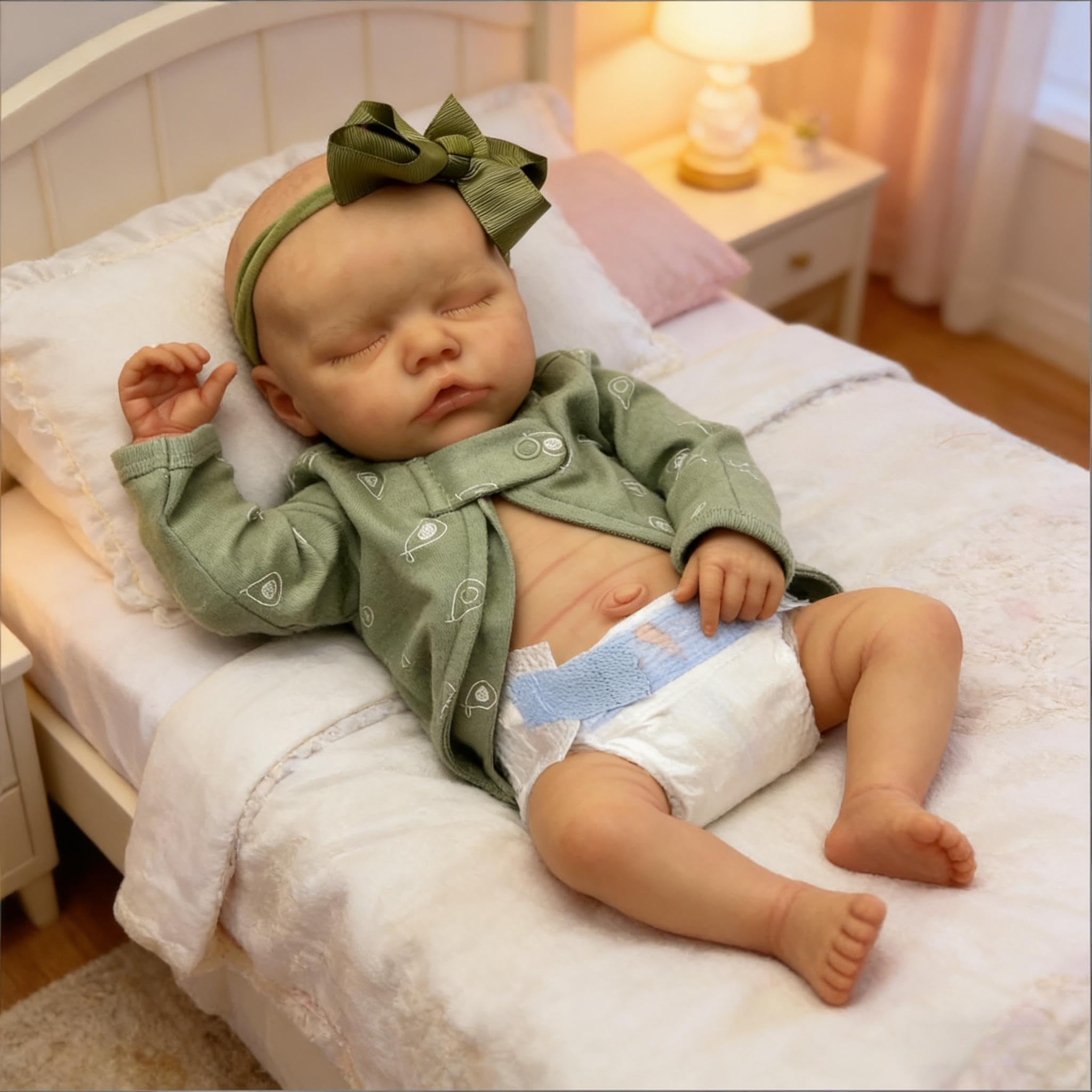 Reborn Baby Dolls silikonowe całe ciało, winylowe, 45 cm, realistyczne, śpiąca dziewczyna, prawdziwa lalka niemowlęca, realistyczna lalka noworodka, z akcesoriami do zabawek