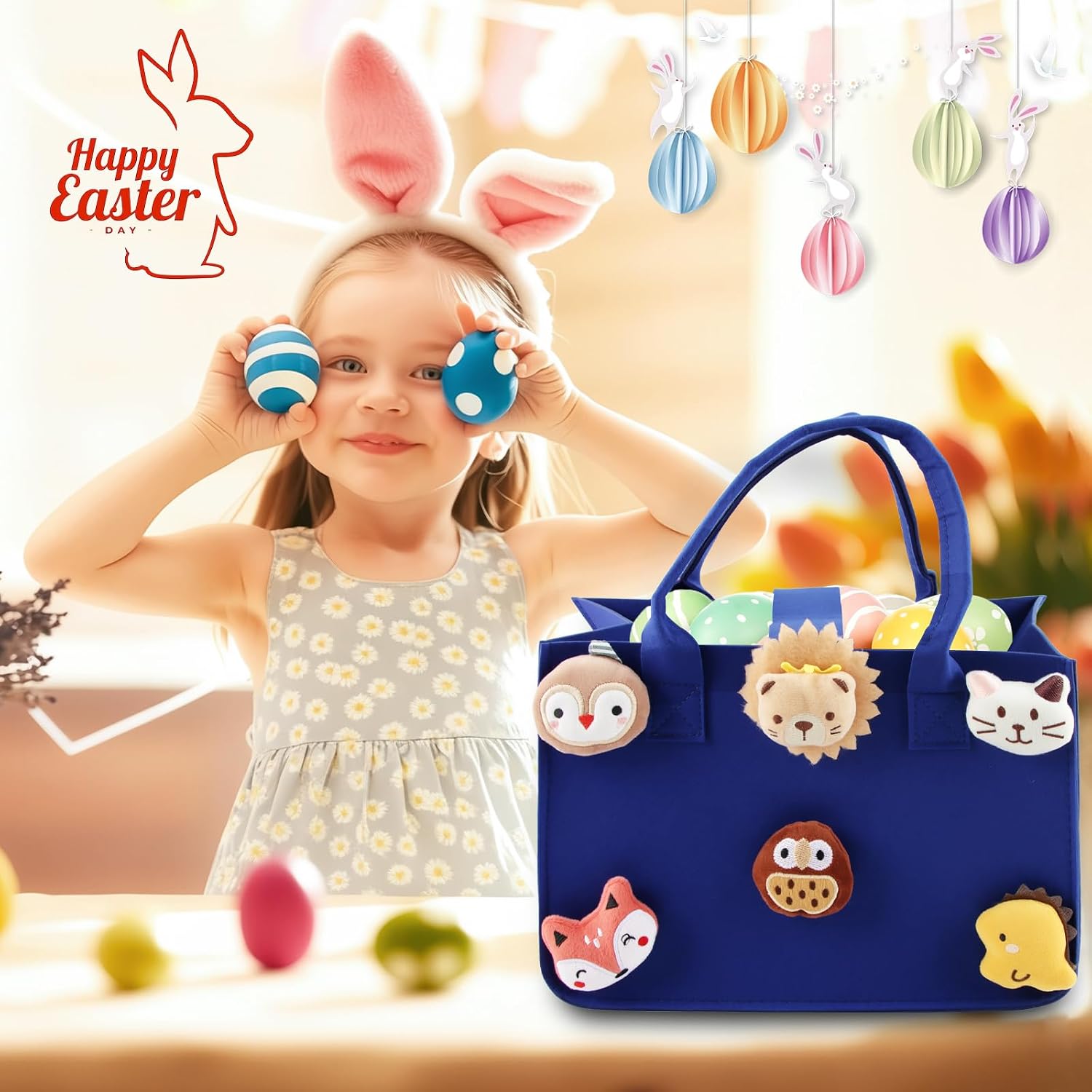 Children's Shopping Basket, 30 x 20 x 18 cm, Felt Bag, Small, Colourful, Small Felt Bag with Handle, Basket Bag, Children, Toy Bag, Boy, as a Gift Bag for the Holidays image 3