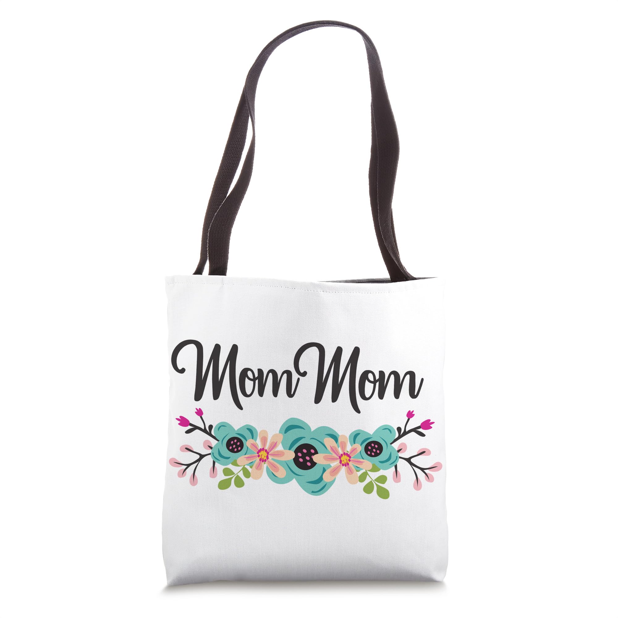 MomMom Gifts From Grandkids Floral Personalized Name Gift Tote Bag