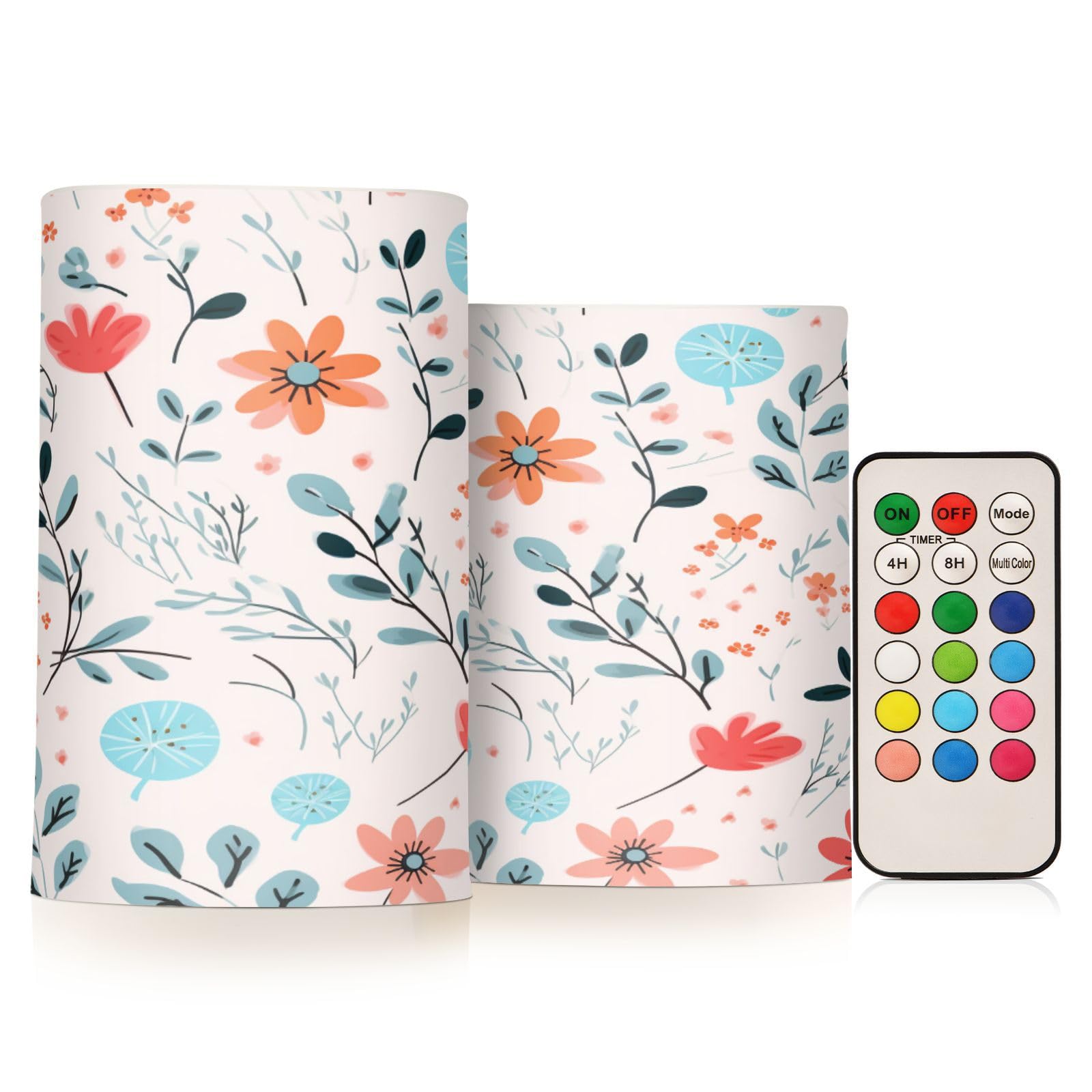 ALAZA Floral03 Flickering Flameless Candles Battery Operated with Remote Timer,Tea Light Candles LED Pillar Votive Candles Set of 2 for Outdoor Indoor Decorations