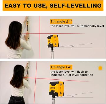 INGCO 50 Feet Laser Level Self Leveling Horizontal and Vertical Cross-Line Red Beam Lazer Leveler tool for Indoor Construction Picture Hanging Wall Writing HLL156508 (Manual Enclosed)