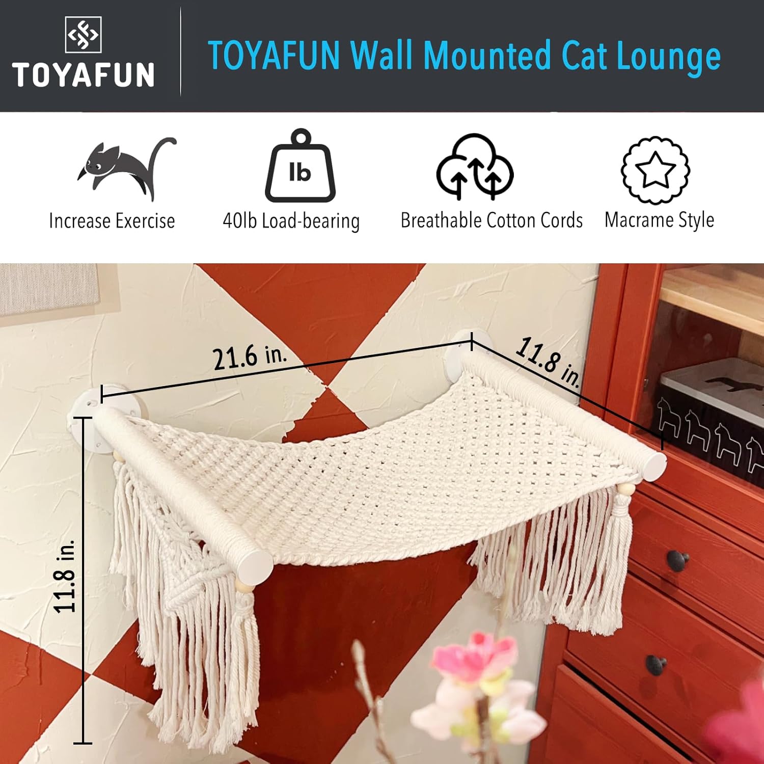 Cat Wall Shelves, Perches, Hammocks, Beds - Solid Metal Frame for Sleeping, Playing, Climbing, Lounging