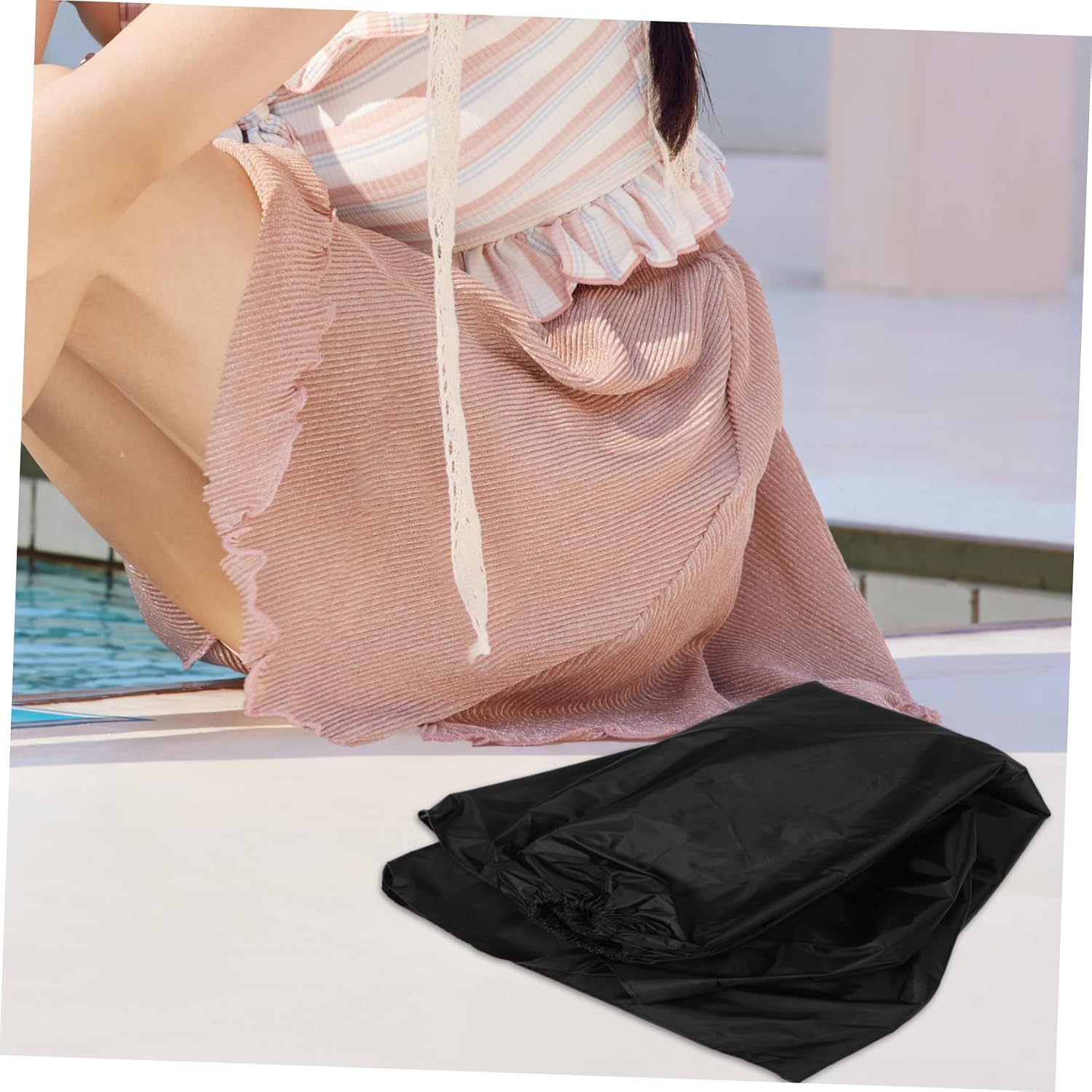SOLUSTRE Folding Changing Room Beach Dressing Tent Multifunctional Privacy Pod Black 25x125