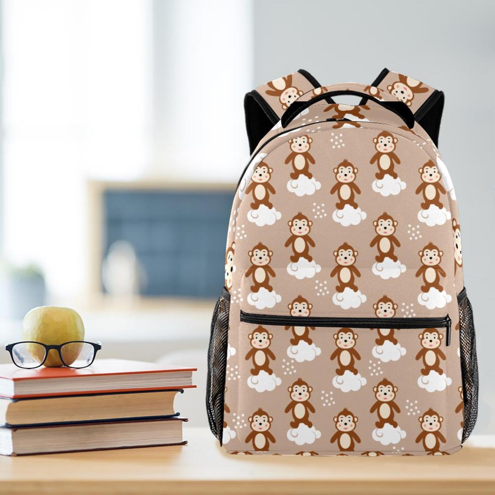 Zaino scolastico per uomini e donne, borsa da viaggio per laptop con scimmia, leggera, zaino casual per libri