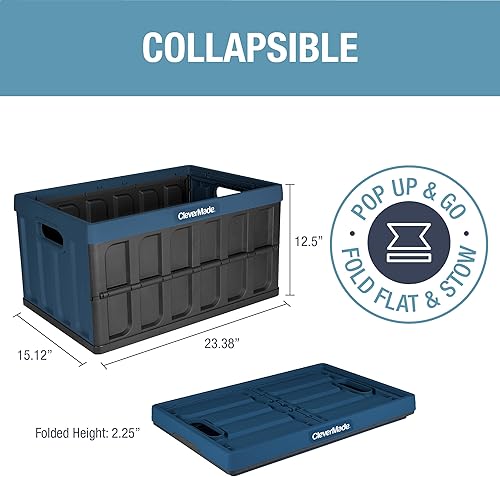 Miniatura 2 de CleverMade Contenedores plegables de almacenamiento (sin tapa), océano, paquete de 3  cajas plegables de plástico apilables de 62 L (16 galones),