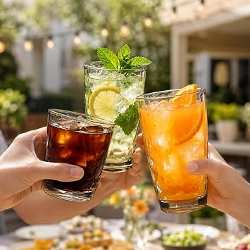 Plastic Water Tumblers, Set of 8, 10oz & 16oz Drinking Glasses