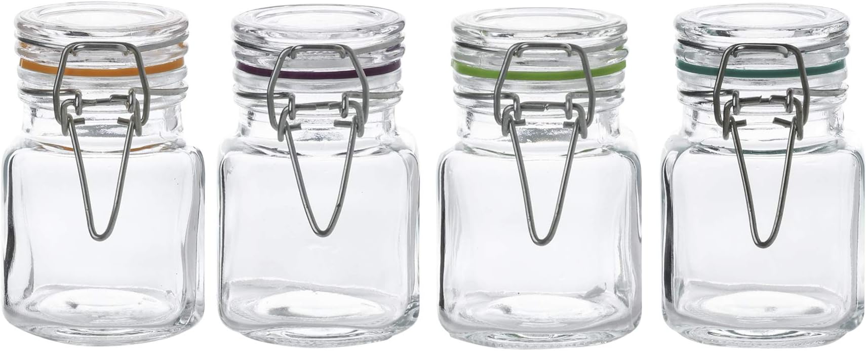 WHOLE HOUSEWARESAirtight Glass Jars with Lid |3oz Glass Storage Containers with Glass Lids | 4 Piece Canister Set for Spice and Herbs | Food Organizers