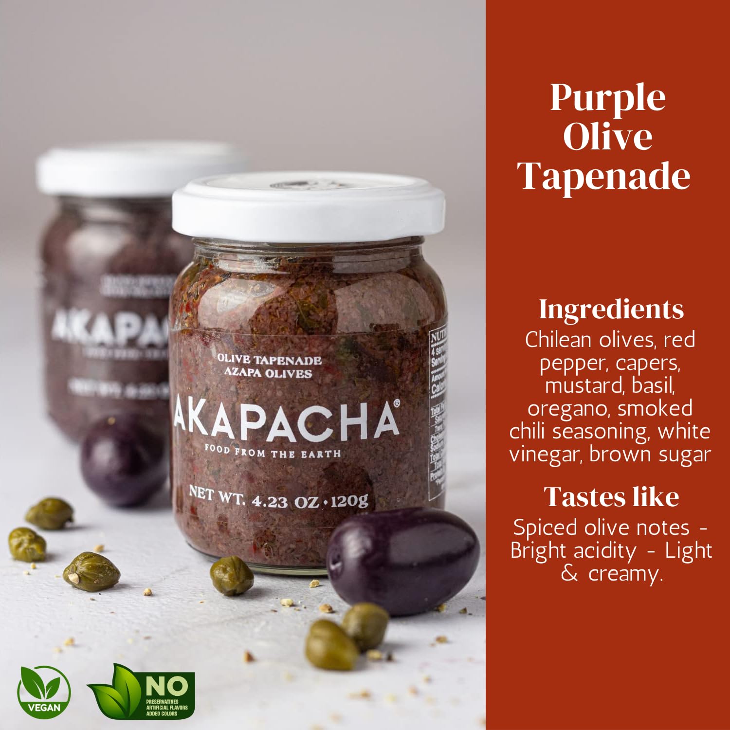 Akapacha Gourmet Olive Tapenade & Spread Gift Set (4 Jars) – Artisanal Chilean Purple Olives – Vegan & Non-GMO – Healthy Savory Topping for Charcuterie, Pasta & Sandwiches – Small-Batch