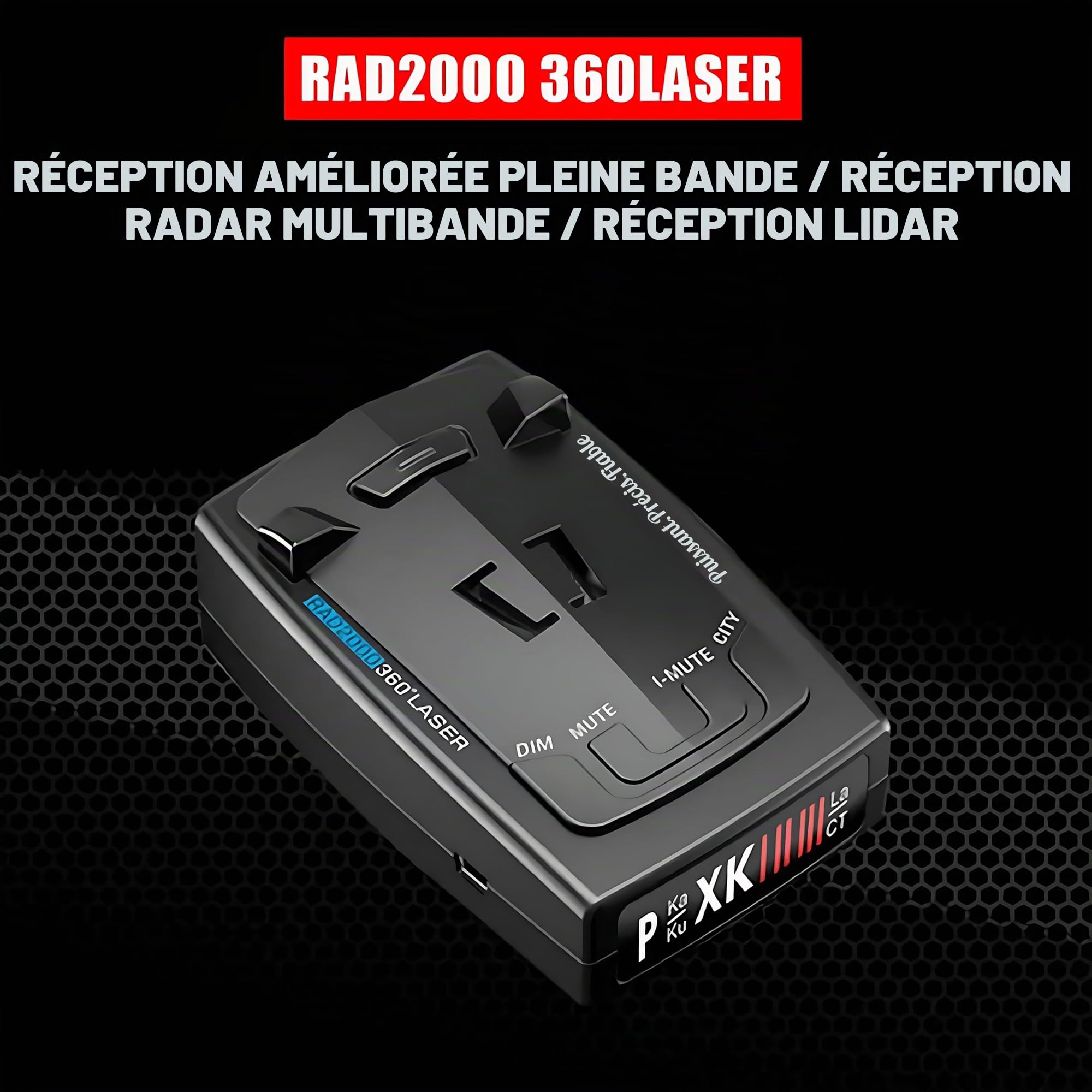 Détecteurs de Radar Laser RAD2000 pour Voitures, détecteur de Radar de Police avec détection Longue portée, Circuit Anti-Fausse Alerte, immunisé VG-2, Modes Ville et autoroute, Affichage LED - Bandes