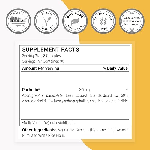Miniatura 4 de Supersmart - Suplemento ParActin 300mg por día (alta resistencia) - Andrographis Paniculata | Sin OMG y sin gluten - 90 cápsulas vegetarianas