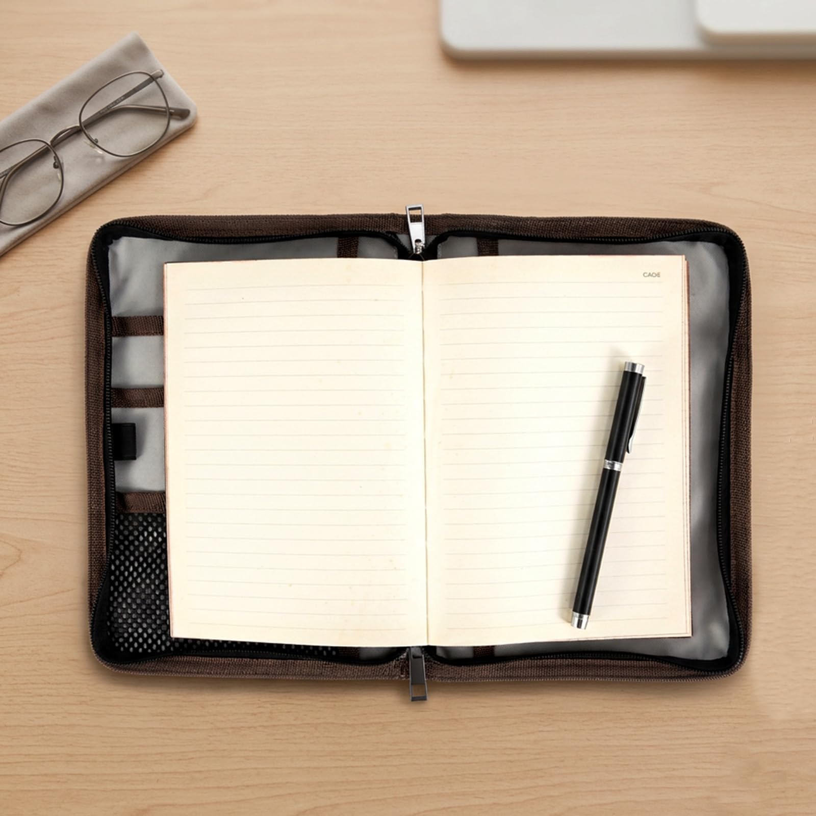 Custodia classica in tela cerata con chiusura lampo, per diario, per appunti di campo, copertura impermeabile per blocco appunti da 18 x 25 cm, notebook B5 Travelers (marrone scuro)