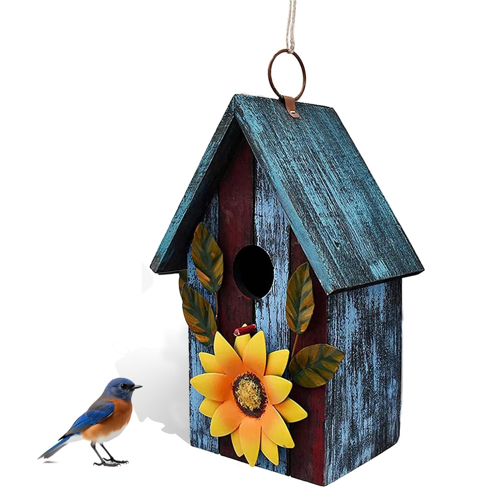 K KILIPES Rustic Blue Birdhouse