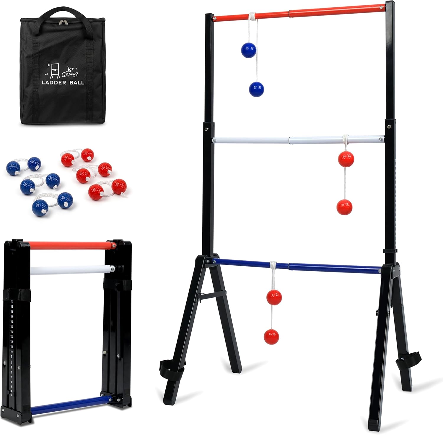 Steel Ladder Ball Game Set with 6 Bolas Assembly-Free Ladder Toss Includes Scorekeeper and Carry Case Yard Outdoor Games for Adults & Family