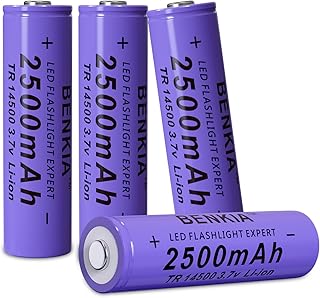 14500 Rechargeable Battery 2500mAh 3.7V Li-ion Batteries Button Top 4 Pack for Headlamp Flashlight