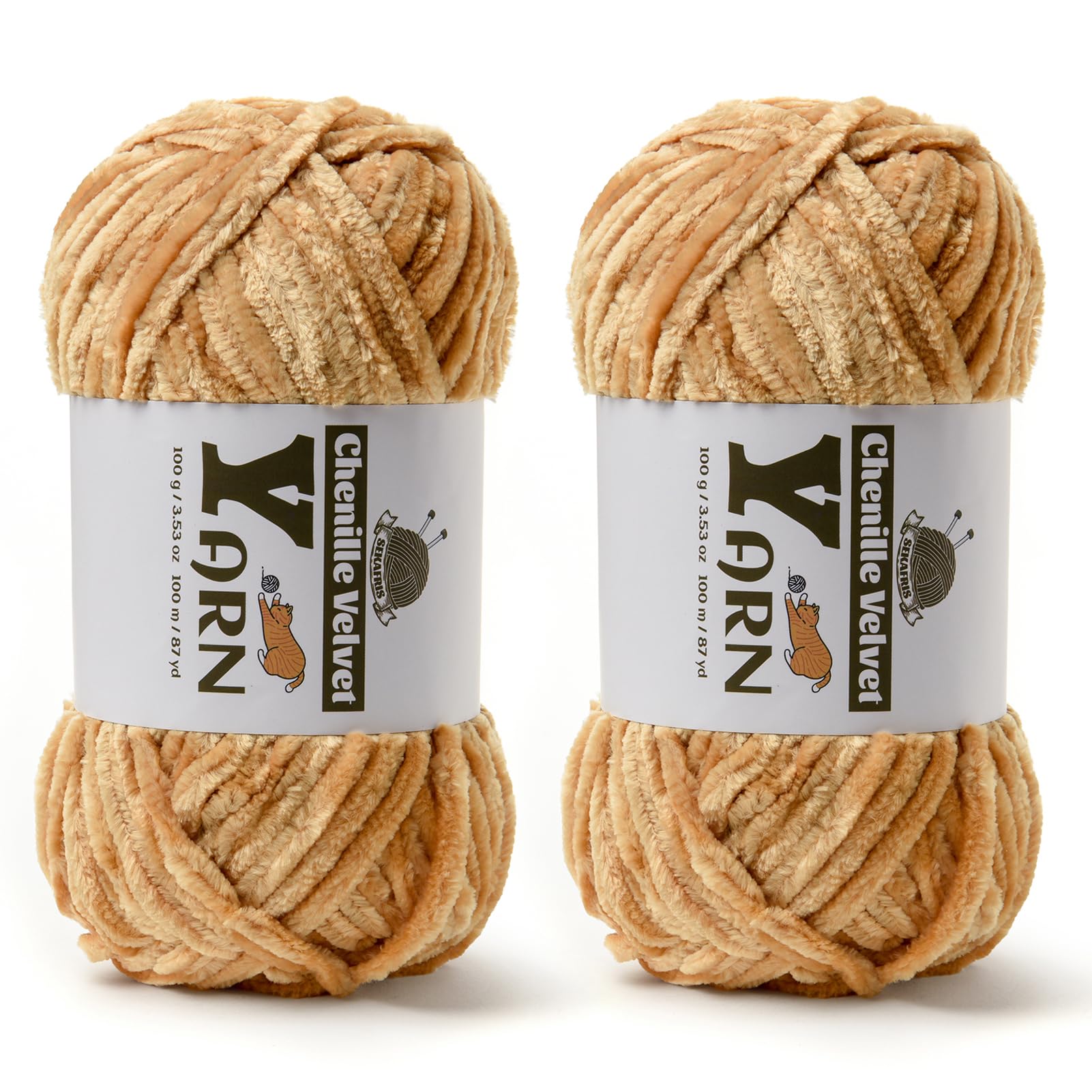 Chenille Crochet Khaki Yarn 2 Pack
