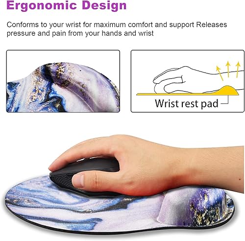 Miniatura 4 de ARTSO Alfombrilla de mouse ergonómica con soporte para reposamuñecas, base de goma antideslizante para el hogar, oficina, fácil escritura y alivio