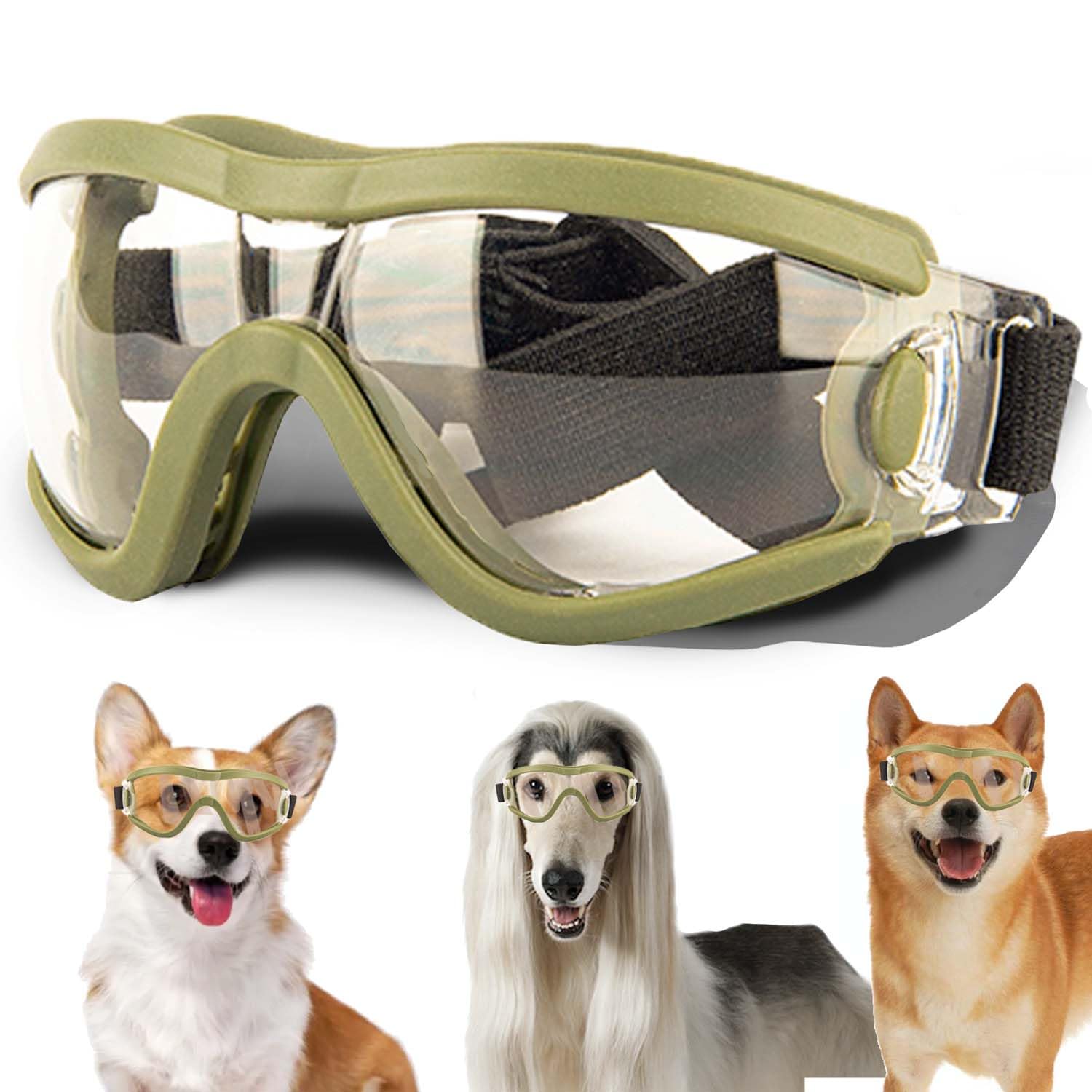 Medium Dog Sunglasses with Adjustable Strap UV Protection, Winproof Puppy Sunglasses