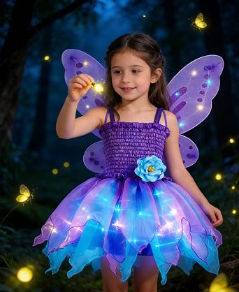 Light Up Princess Costume for Girls Princess Dress with Lights Birthday Halloween Cosplay Party Outfit