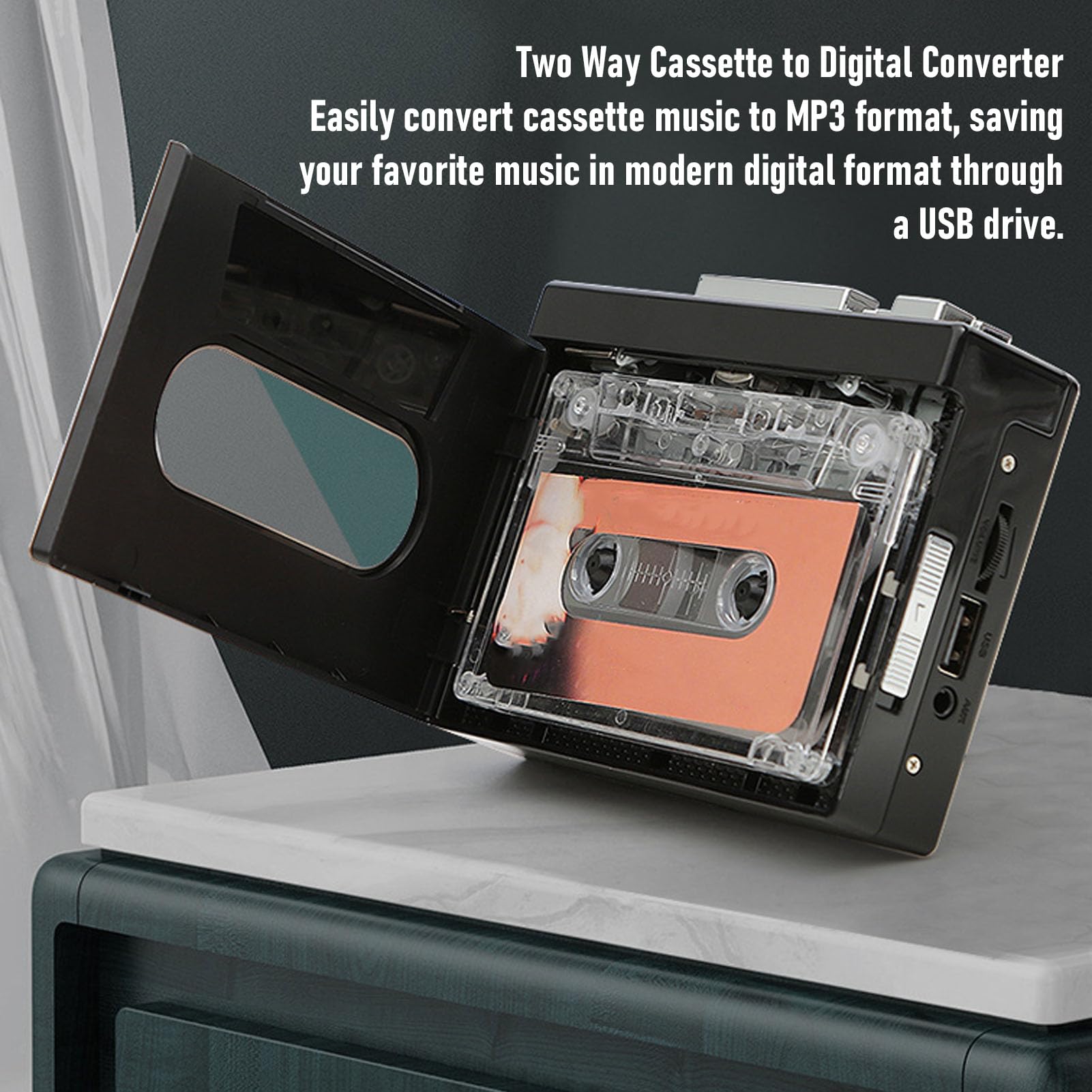 Generic Lettore di Cassette Dispositivo retrò Portatile per la Conversione MP3 Ideale per Uso Domestico Ed Esterno ABS