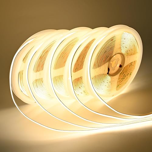 Miniatura 9 de Tira de luces LED COB con certificación UL, luces LED DC de 24 V, tiras de LED súper brillantes y flexibles, 16.4 pies, 4000 K, blanco natural, CRI