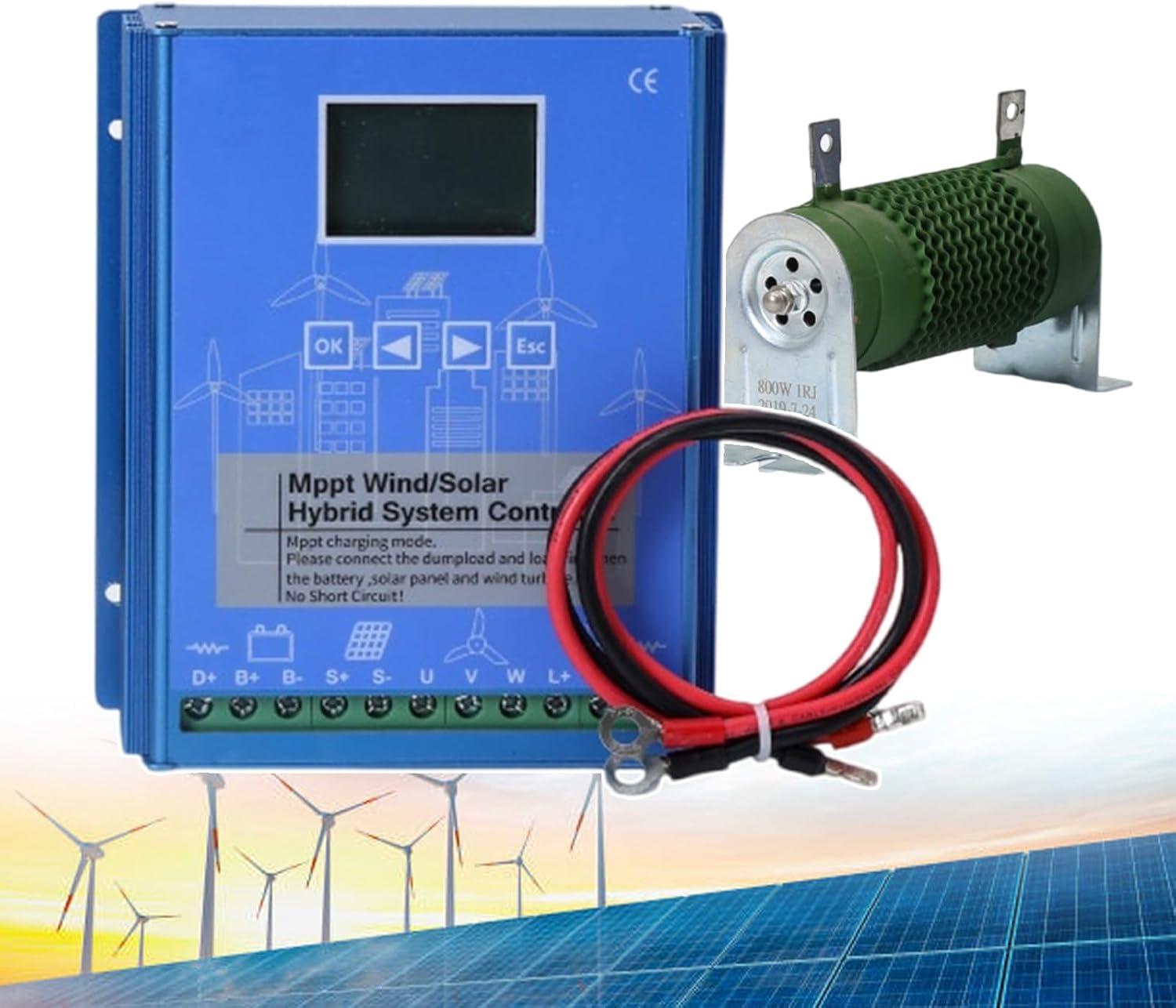 Wind Solar Hybrid Charge Controller Auto Regulator, Renewable Energy Controllers for Wind Turbine Generator & Solar Panel 24V/48V (Wind<1200W Solar<1000W) Aluminum Alloy Housing