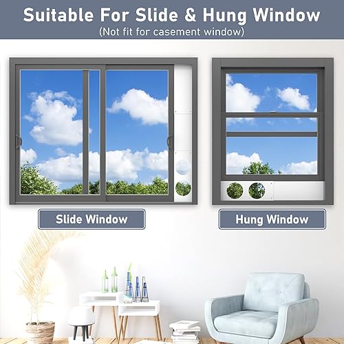 Miniatura 5 de Flamorrow Kit de ventana portátil de aire acondicionado de doble manguera, placas de sellado de ventana ajustables para manguera de escape de 5