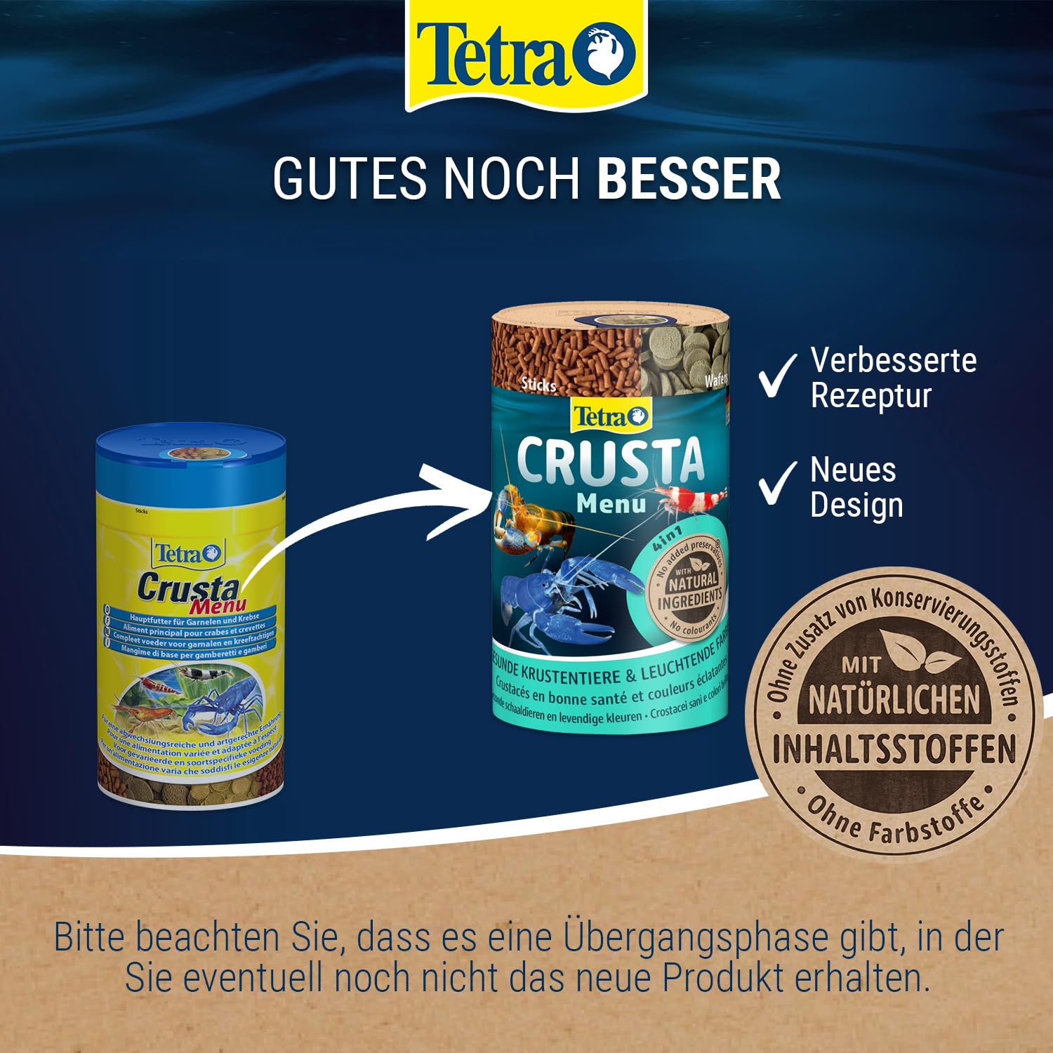 Tetra Crusta Menu – karma 4 w 1 z patyczkami, granulkami, wazami i granulatami do krewetek i raków, dla urozmaiconej diety, puszka 100 ml