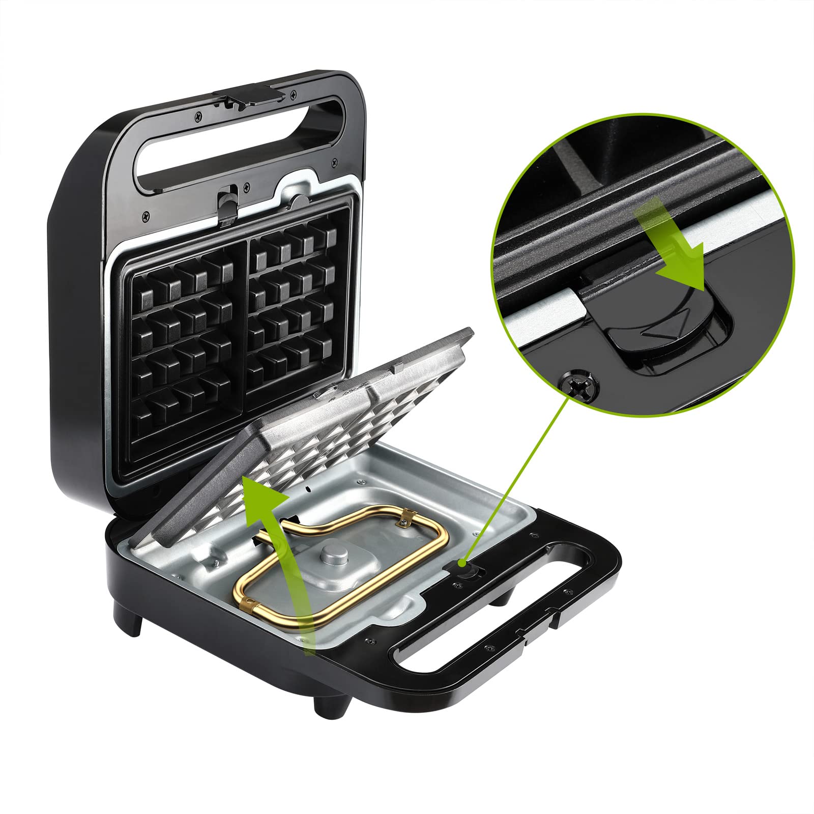 MONZANA® Sandwichera 3en1 XXL Parrilla Gofrera 3 Placas Extraíbles Revestimiento Antiadherente sin BPA 1000W