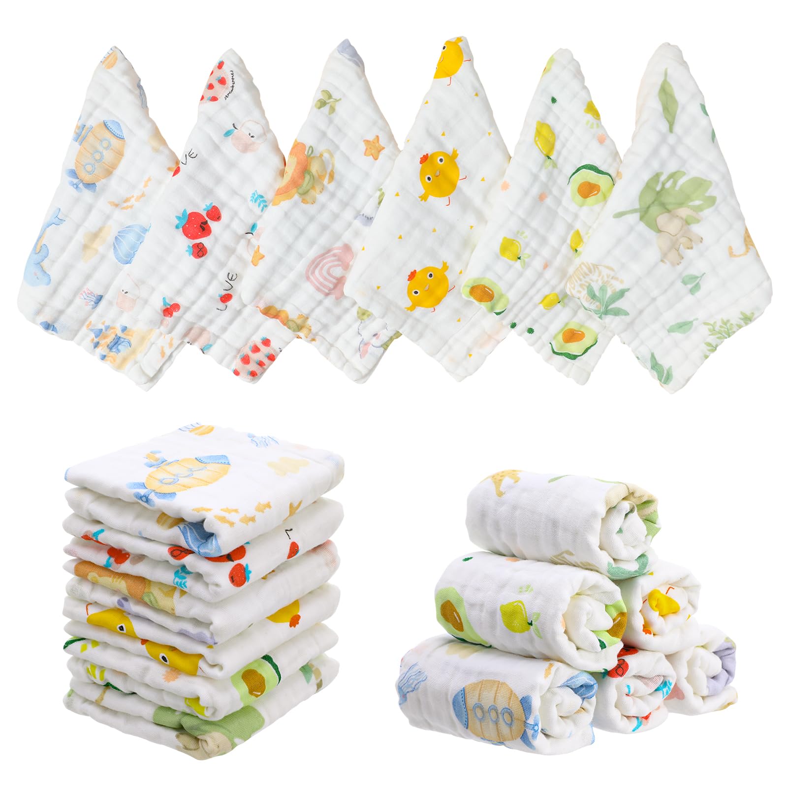Kaisibum 6 Stück Mulltücher Baby Spucktücher,100% Baumwolle Spucktücher Baby für Jungen und Mädchen,weich,langlebig,luftdurchlässig und extrem saugstark,50x25cm