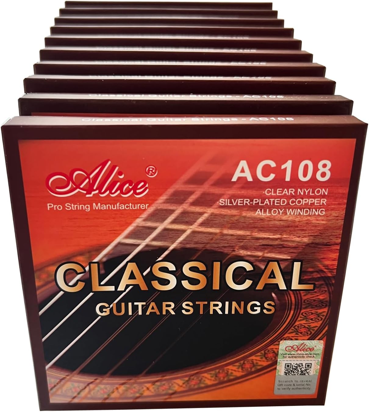 10 Sets Alice AC108-H Clear Nylon Silver Plated Copper Alloy Winding Coating Classical Guitar Strings 0285-044