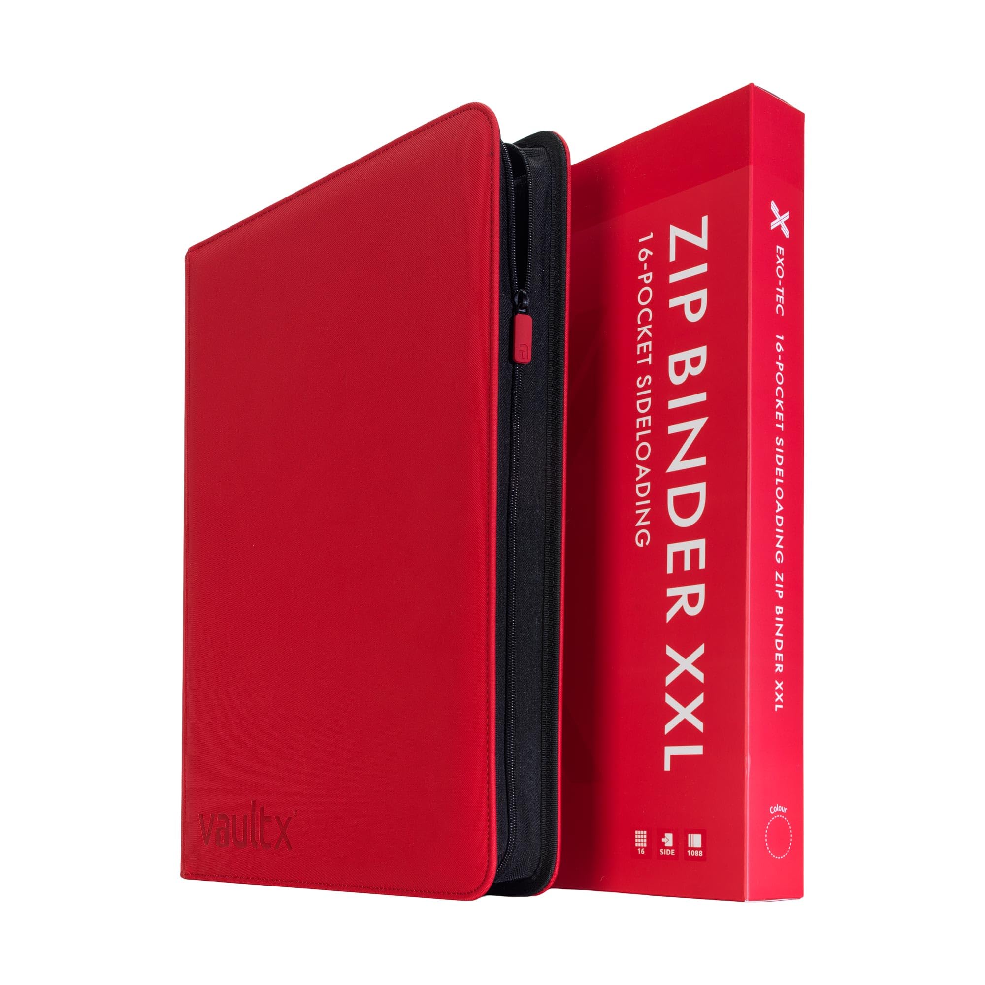 Vault X Album con Zip XXL Exo-Tec per Carte Collezionabili, 16 Tasche a Caricamento Laterale per Pagina, 1088 Carte, 34 Pagine (Rosso)