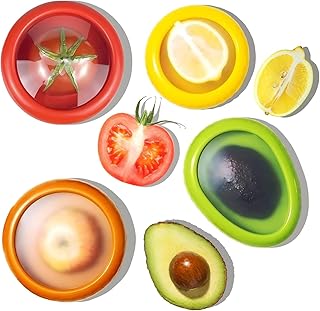 Set of 4 Avocado Saver and Onion Storage Set, Fresh Pod, Reusable Silicone Storage Pods for Avocado, Onions, Tomatoes, Garlic – Anti-Oxidation for Fridge, Send Goods from Local Warehouse