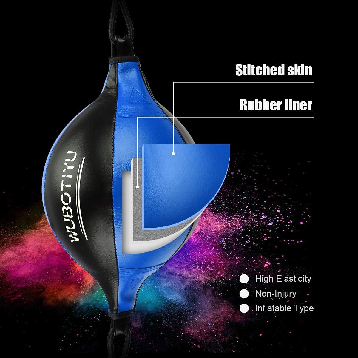 HUINING Doppelseitiger Speedball aus Leder Universal Boxball MMA Muay Thai Deckentrainingssandsack
