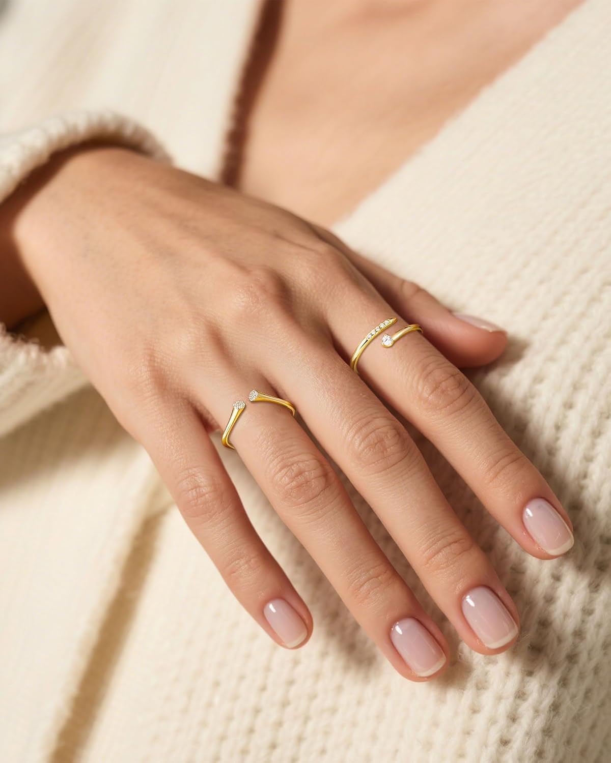 Monkton 1.5mm S925 Sterling Silver Stackable Ring Square Open Cluster Cubic Zirconia Minimalist Geometric Eternity Ring Band for Women Hypoallergenic Size 4-11 - Image 6