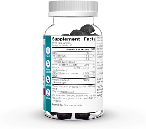 Miniatura 2 de Source Naturals Gomitas de saúco Wellness, promueve el apoyo inmunológico*, 200 mg - Apoyo antioxidante - 60 gomitas