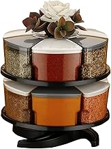 PRAMUKH FASHION Plastic 360 Degree Revolving Round Shape Transparent Pack Of Jar Spice Rack/Container (2Layer Spice Rack(12 Bottle, Grey, Countertop, Tiered Shelf)