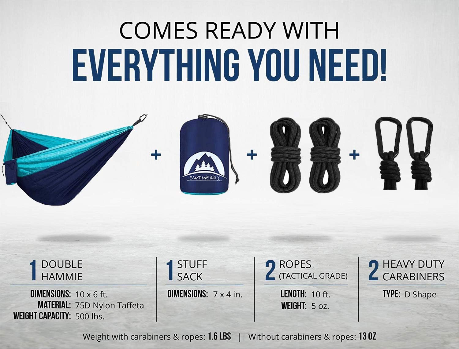 Double Camping Hammock Lightweight Parachute Nylon | Portable Hammocks with Tree Straps | Hammock 2 Person Heavy Duty | Hammock Backpacking for Camping, Backyard, Hiking, Beach