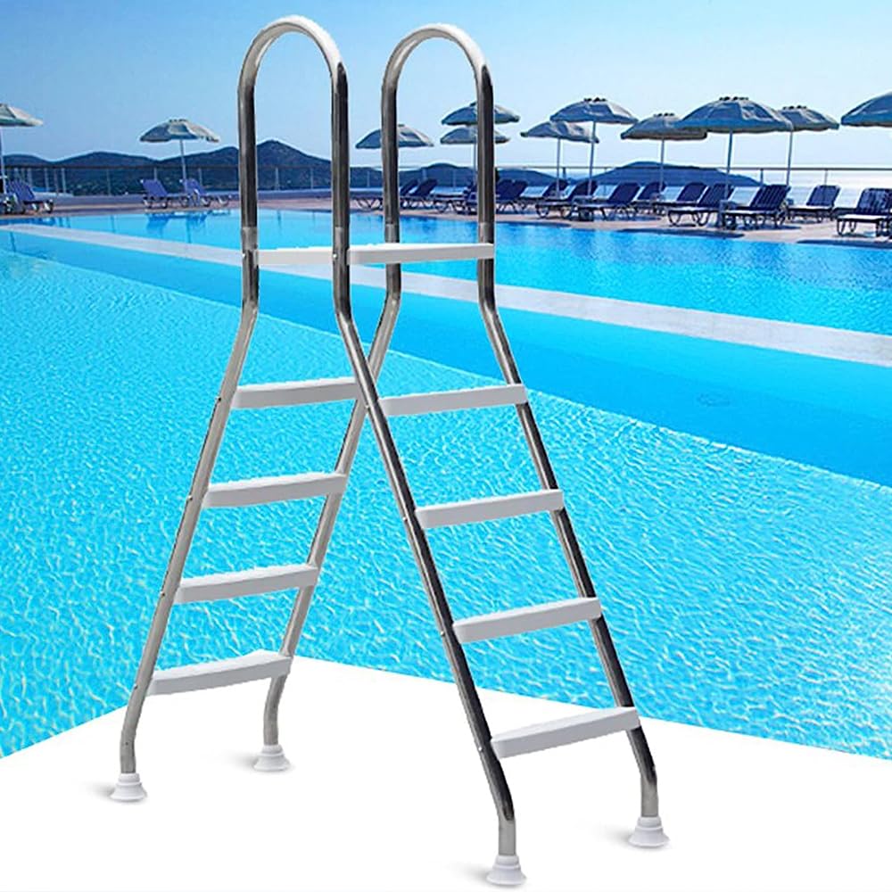 Échelles de Piscine pour piscines creusées, échelle de Piscine Hors Sol Robuste, escabeau de Piscine antidérapant de 52 Pouces pour Voyage, Piscine de Jardin, Maison