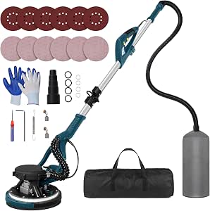 KUPERIA Drywall Sander - 8.5 Amp With Vacuum, 7 Speed, Extendable Handle & LED Light, Includes 12 Sandpapers