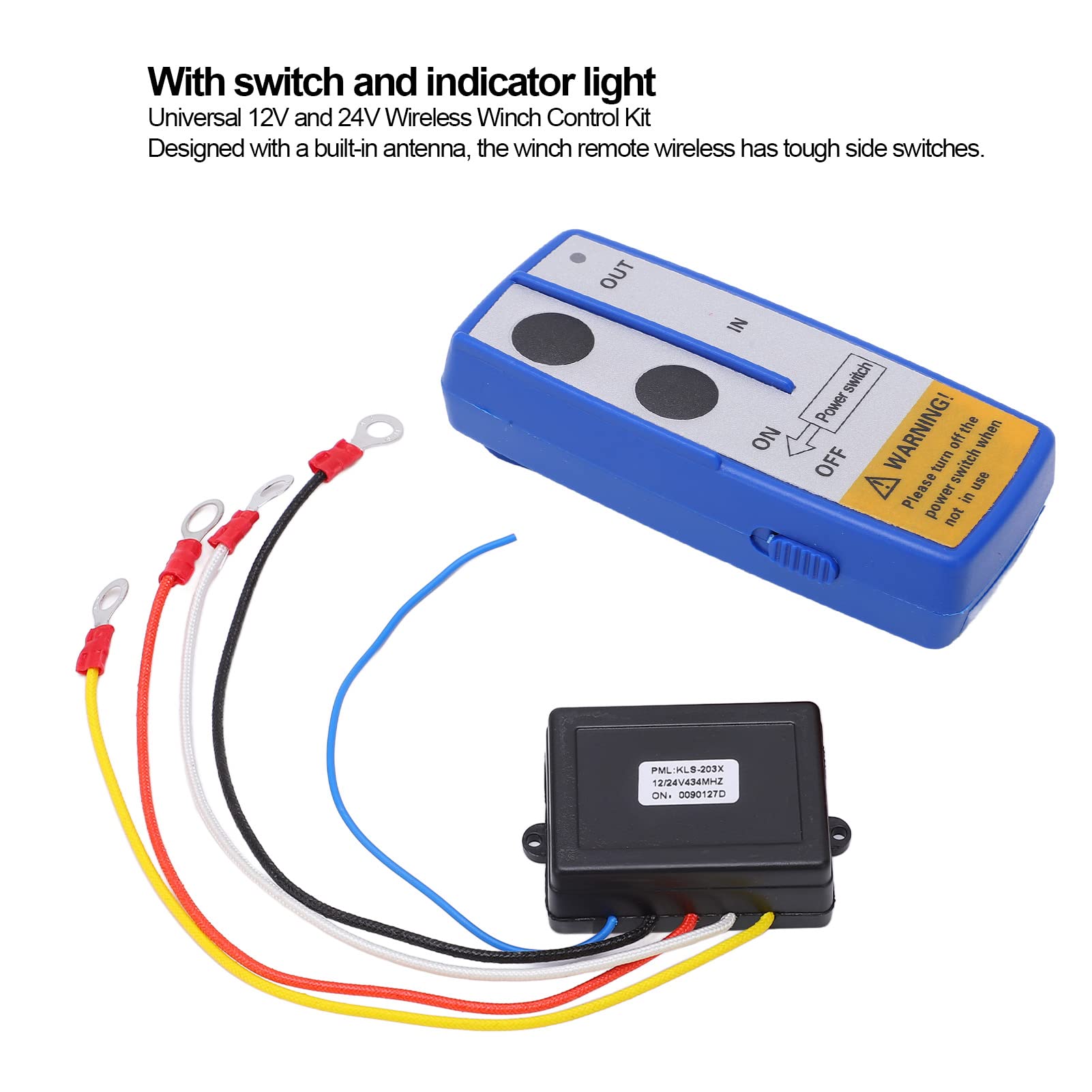 Kit de mando a distancia inalámbrico de interruptor portátil 434MHZ fácil de usar 12V 24V resistente para camiones Jeep ATV SUV Azul