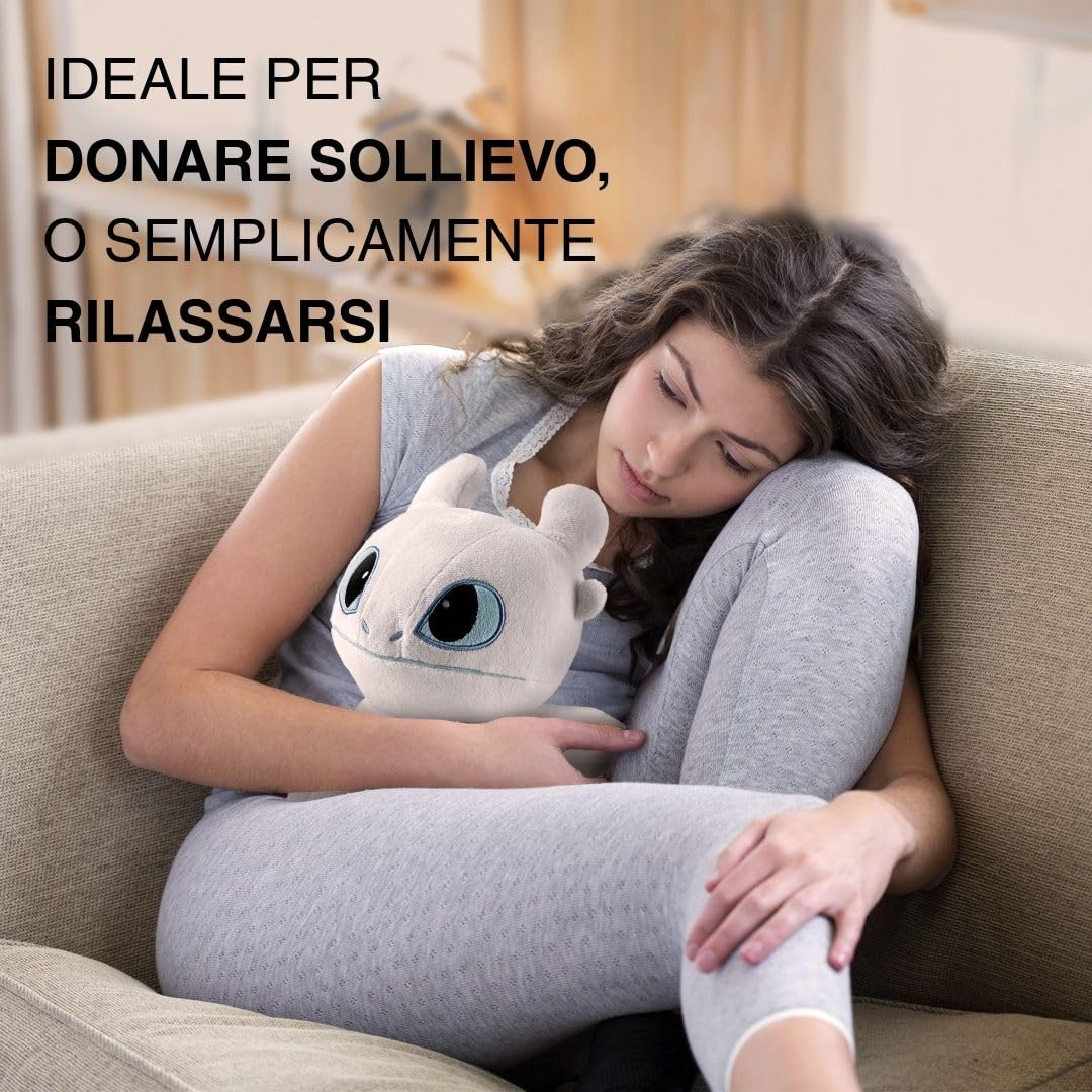 BIOSYNEX - Peluche Scaldacuore Riscaldabile con Sfere di Argilla - Dragon Trainer - Peluche Benessere Lavabile in Lavatrice - Calore Piacevole e Confortevole - Fin Dalla Nascita (Furia Chiara)