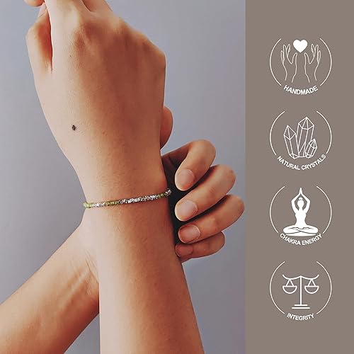 Miniatura 56 de Pulsera de cuentas de cristal natural de plata 925 hecha a mano. Joyería energética de piedras preciosas facetadas para mujeres, regalo