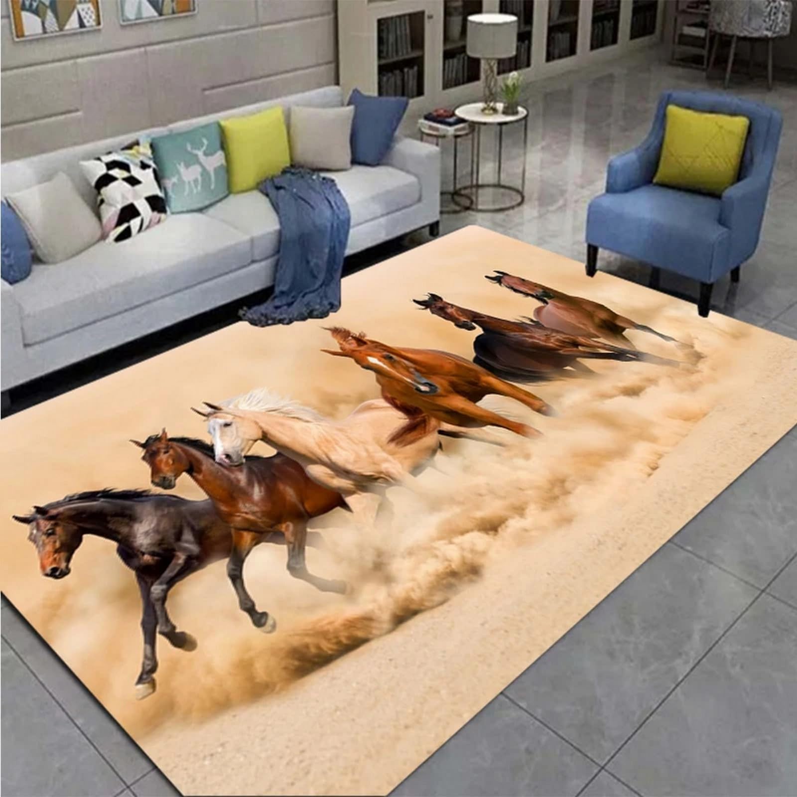 Gamer Carpets For Bedrooms Teenager Boy Girl Kids Animal Horse Bed Rugs Bedroom Living Room Decorations Floor Indoor Area Rugs Non-Slip Rugs Pads 60 X 120 Cm -1Q5C/I2Q6-5Y6