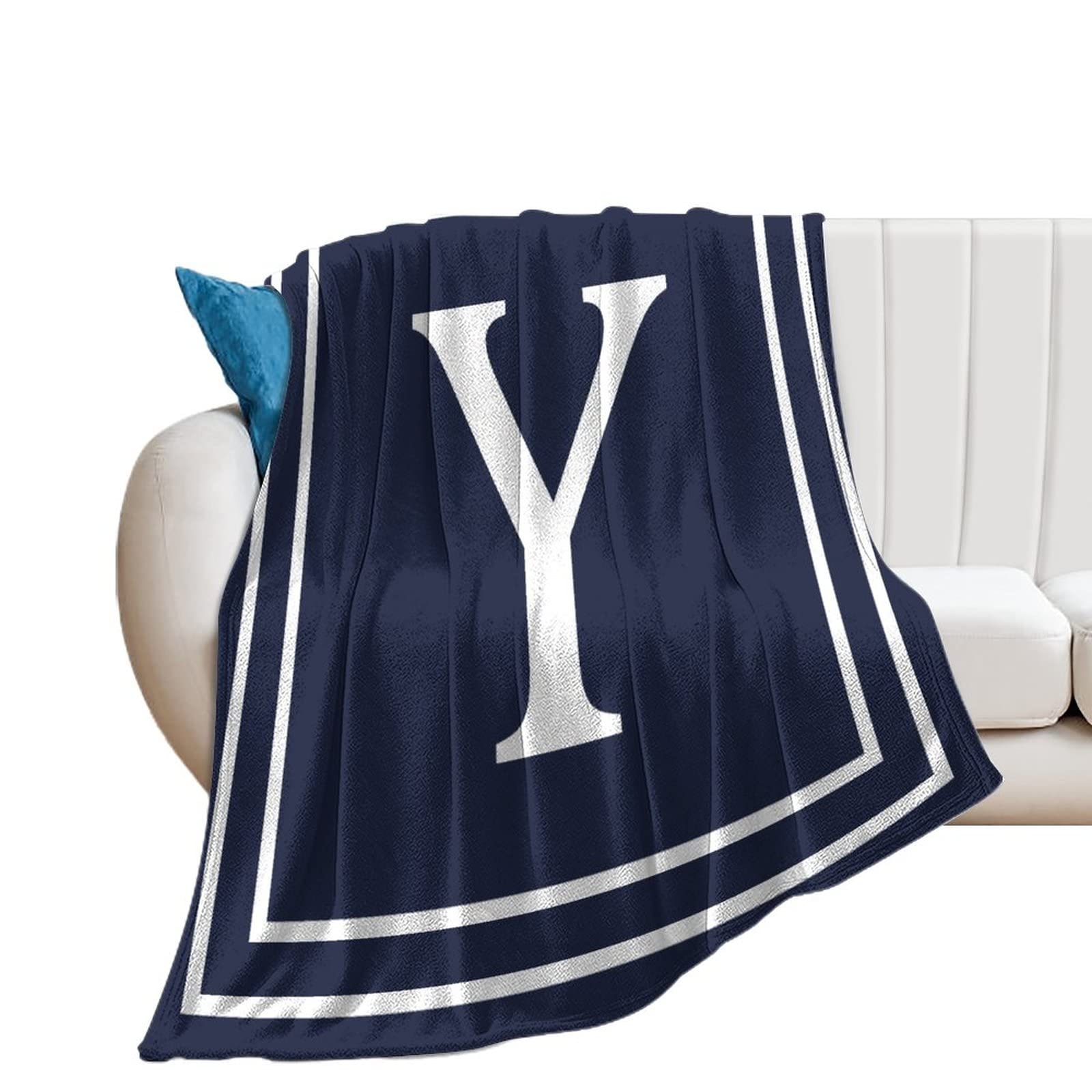 Couverture en flanelle Y bleu marine pour des soirées cocooning confortables en famille