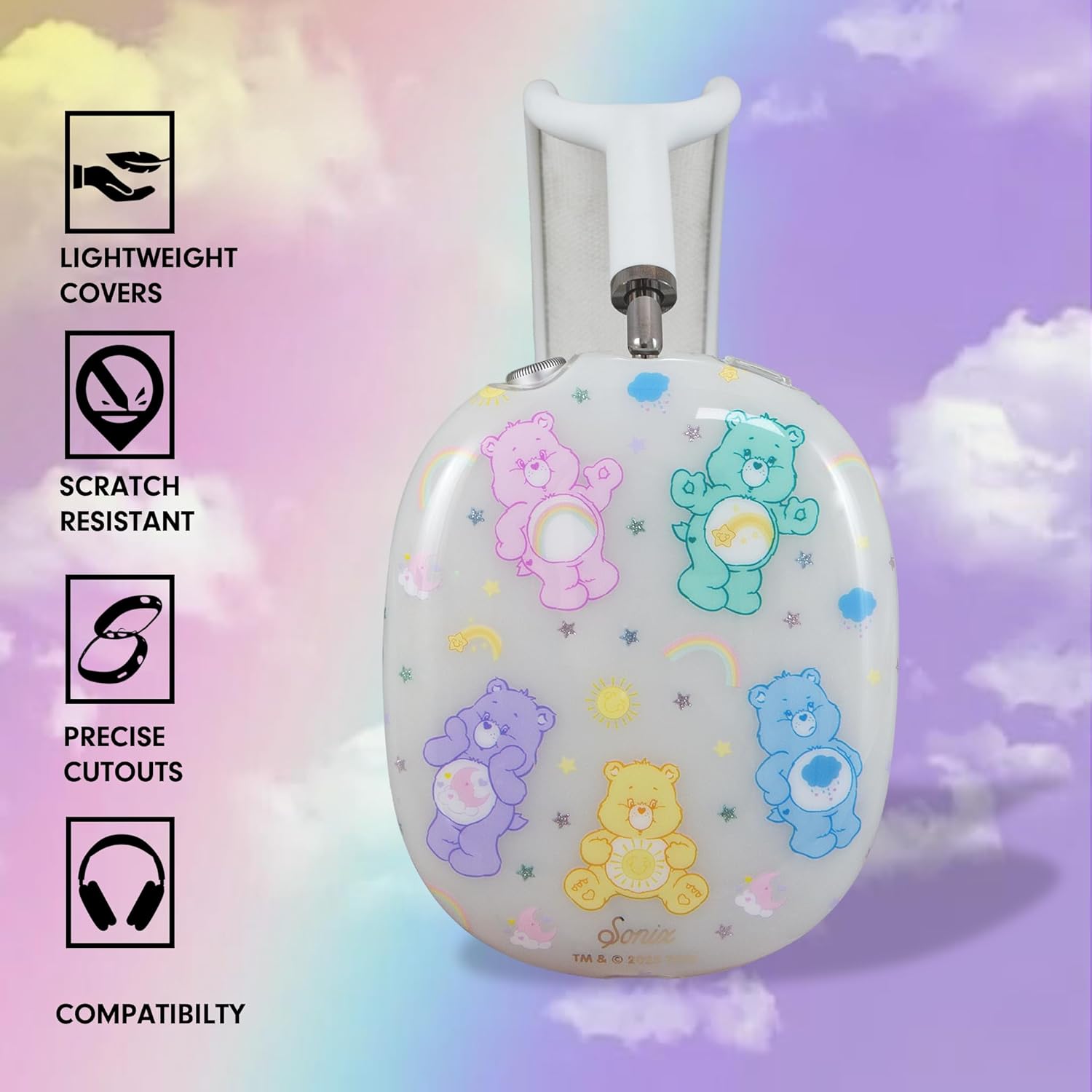 Sonix x Sanrio AirPods Max Headphones Carrying Case (Hello Kitty and Friends Stickers) + Airpods Max Headphones Cover (Care Bears Pastel)