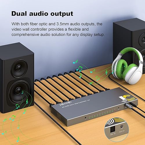 Miniatura 3 de Controlador de pared de video 3x3, procesador de pared JCHICI TV, pantalla HD 4K x 2K, rotación de 180 grados, 10 modos de empalme, entrada 4K y