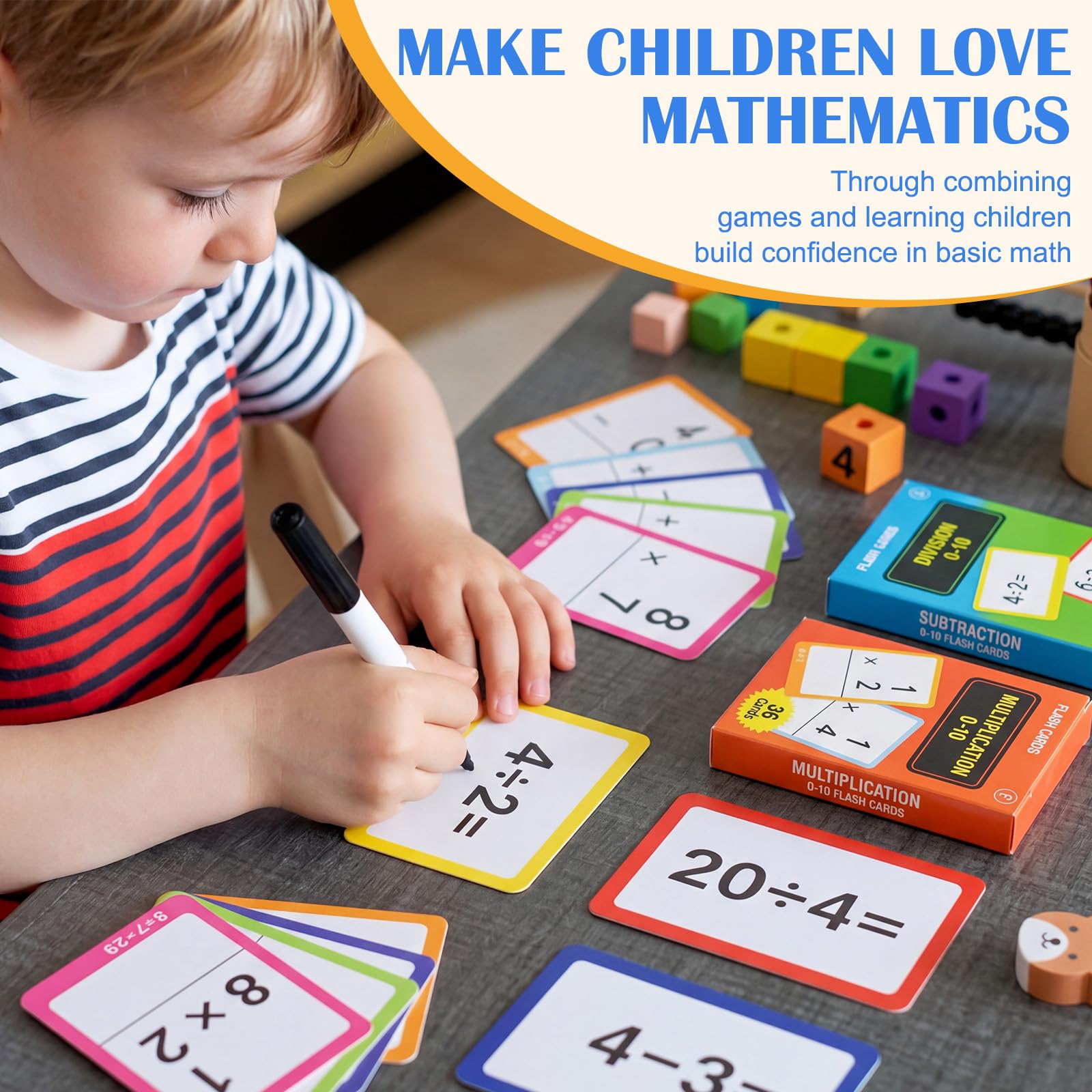 Juego de 864 tarjetas flash de matemáticas mixtas, fracciones y matemáticas, con ayudas visuales dominadas y clasificación de revisiones para suministros de escuela en casa para niños de 3º