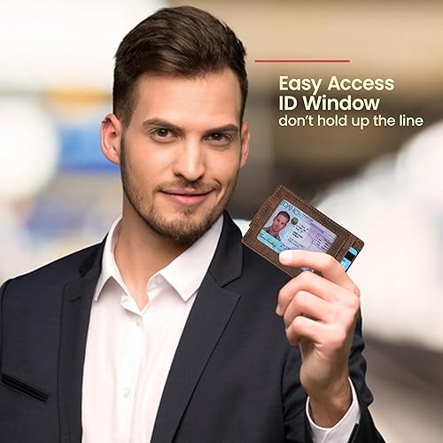 Miniatura 5 de BULL GUARD Cartera magnética para hombre con clip para dinero, hecha de piel auténtica, bolsillo frontal delgado, minimalista, tarjetero seguro RFID